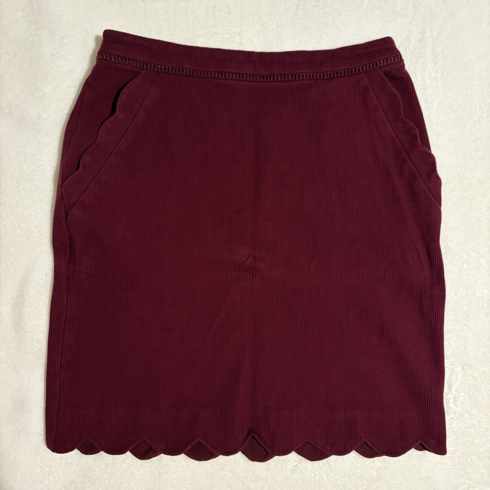 Skies Are Blue Burgundy Corduroy Scalloped Mini Skirt Preppy Boho Maroon Medium